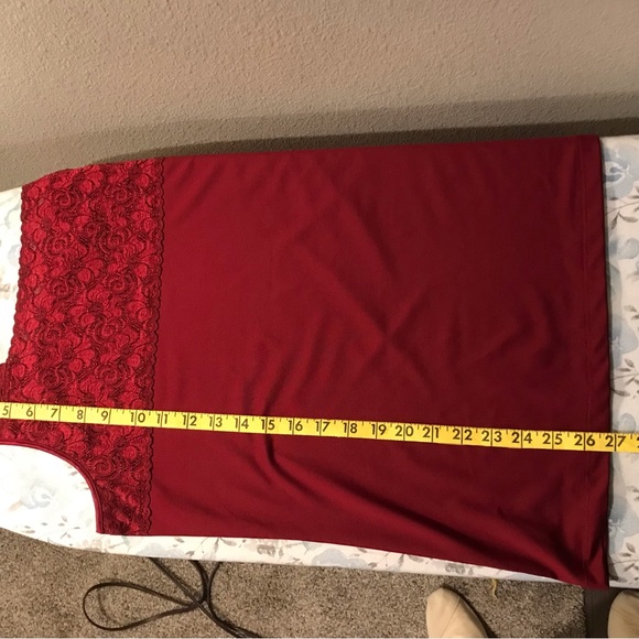 CJ Banks lace top tank top, 1X, burgundy red. - Picture 7 of 7